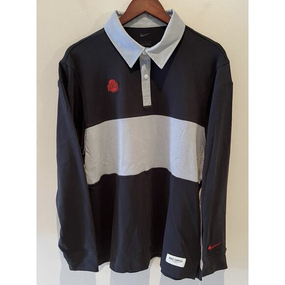 Ohio State Buckeyes Nike Long Sleeve Polo Shirt Rugby Jersey Mens Large NEW - Picture 6 of 11